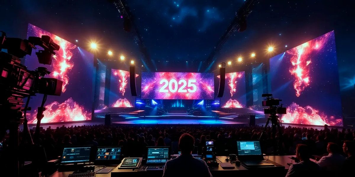 Tendências do streaming em 2025 com telão de evento, câmeras profissionais e mesa de controle de streaming_-compressed Tendências do streaming em 2025 com telão de evento, câmeras profissionais e mesa de controle de streaming_-compressed