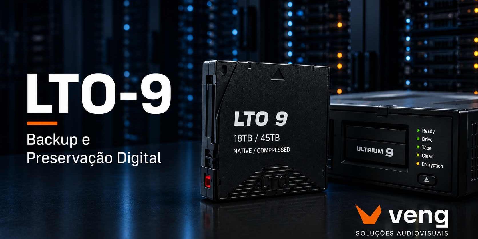 lto-9-armazenamento-backup-audiovisual-veng LTO-9 para backup e preservação digital de acervos audiovisuais com tecnologia de armazenamento de longo prazo da VENG